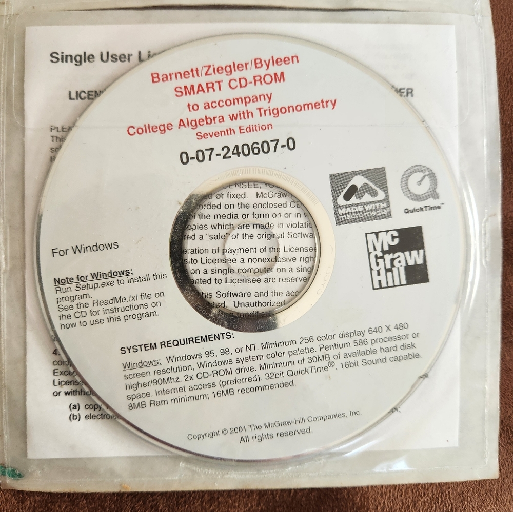 McGraw-Hill SMART CD-ROM College Algebra with Trigonometry